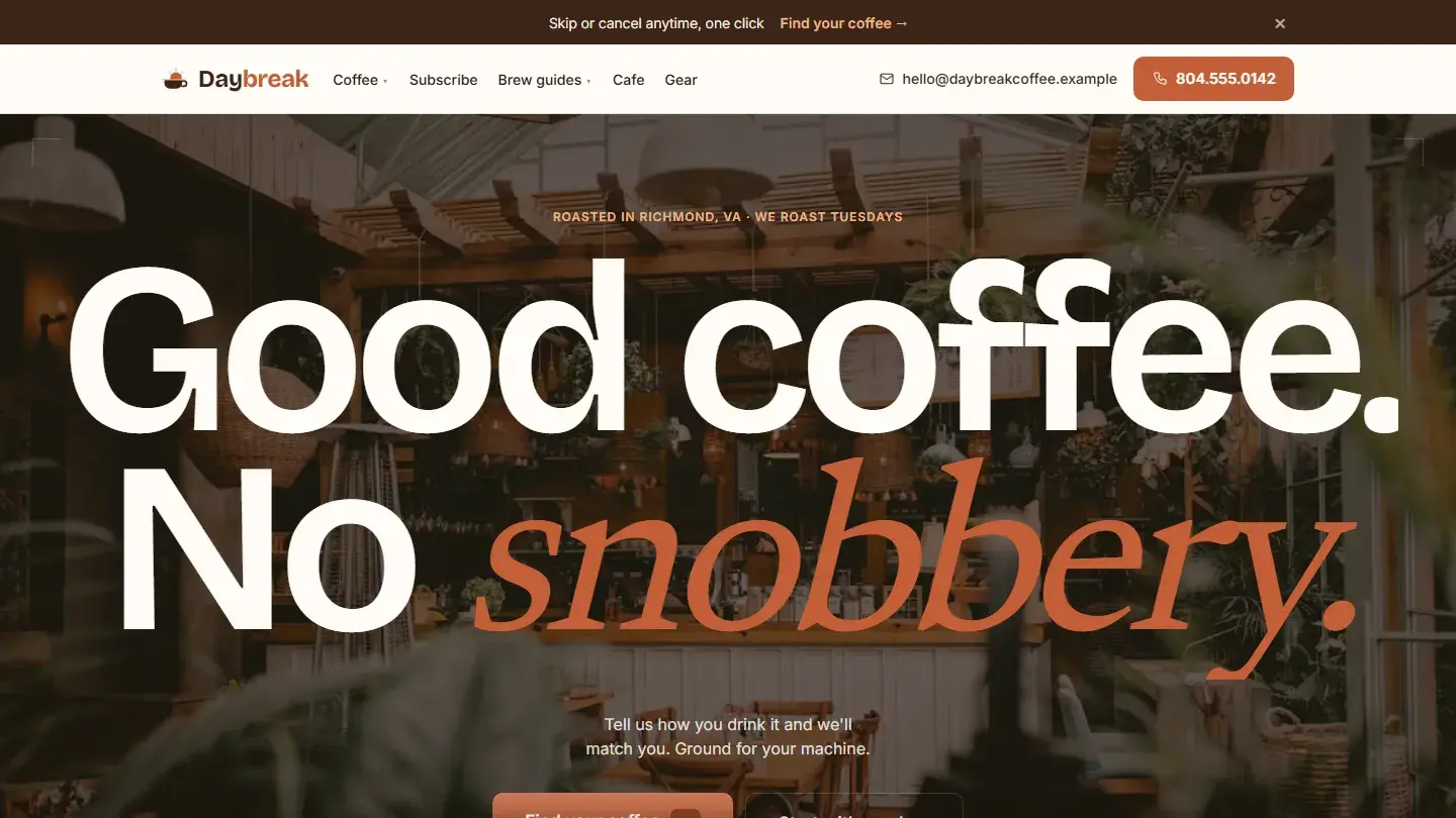 coffee storefront — ecommerce template preview